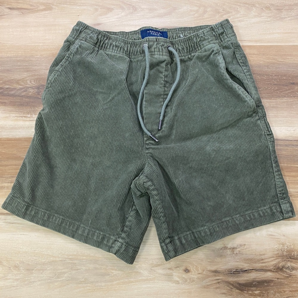 American Eagle Corduroy Shorts XS Flex Drawstring Casual Cotton Olive Green